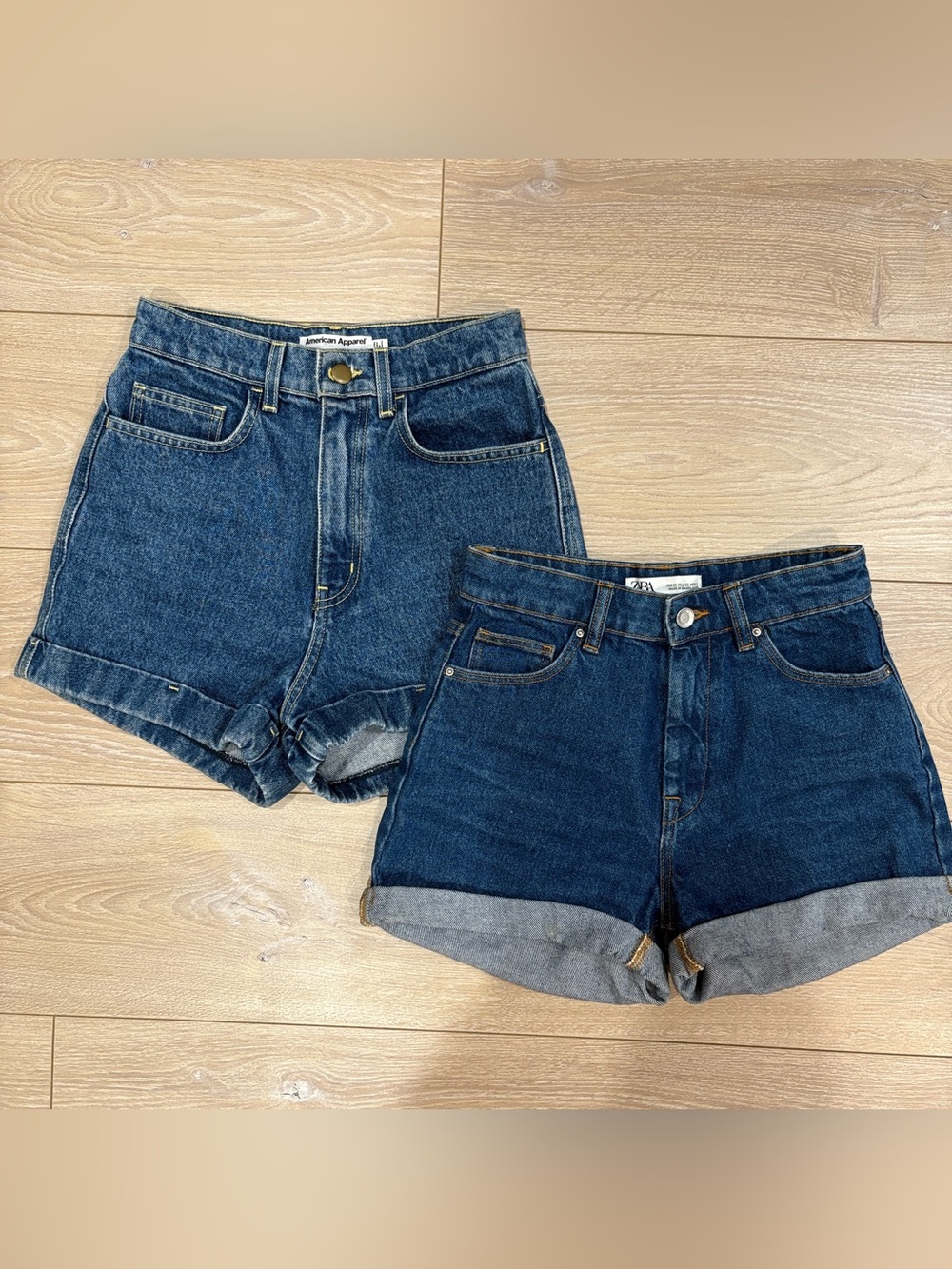[BUNDLE OF 2] American Apparel & Zara High Waisted Denim Shorts Size 26 / 00